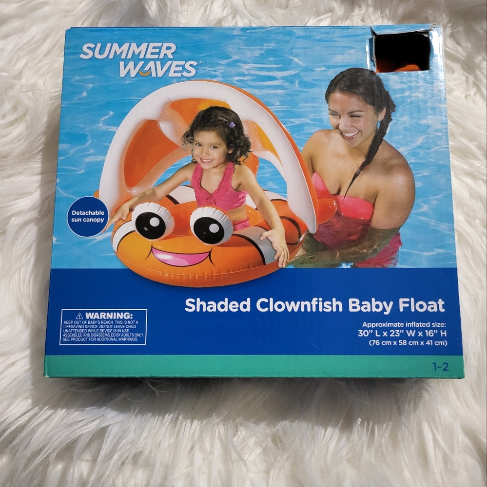 Summer Waves Shaded Clownfish Baby Floaty For 1-2 Yrs Of Age